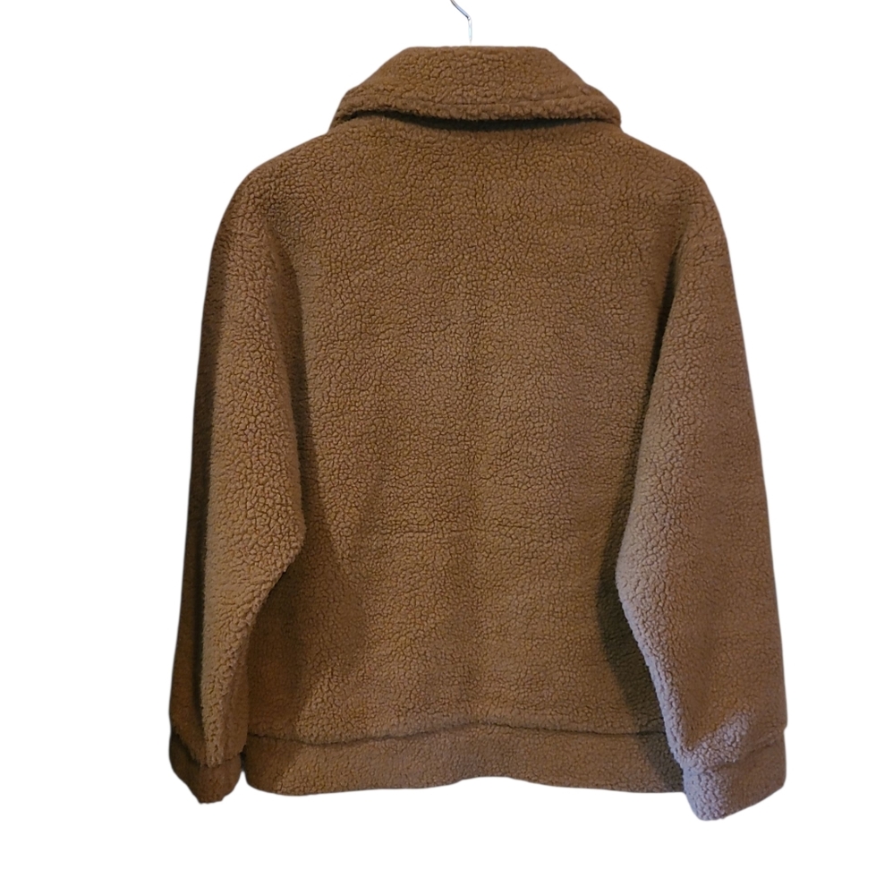 Women's 24 Colours Teddy Fleece Zip Up Jacket Brown Zumiez Small - Picture 7 of 15